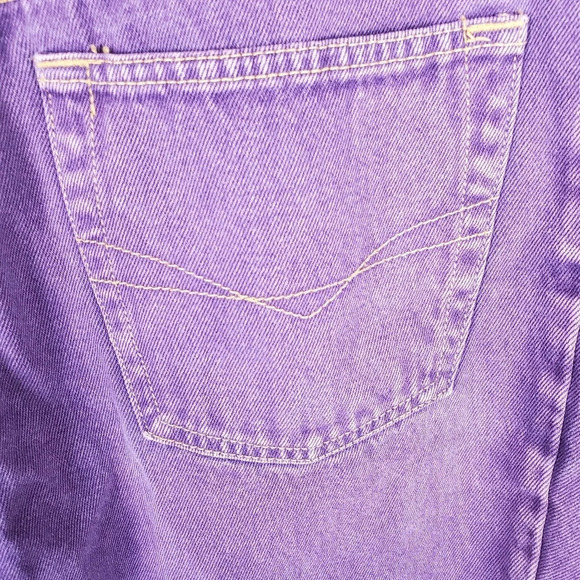 Vintage 80s Ribcage High Waist Jeans Taper Leg Cotton Purple Size 33Tag-29W - Picture 9 of 11